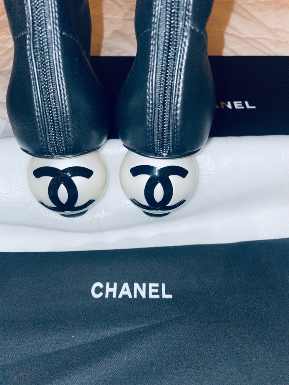 🔥CHANEL Pearl ball heel boots 10.5 11 41